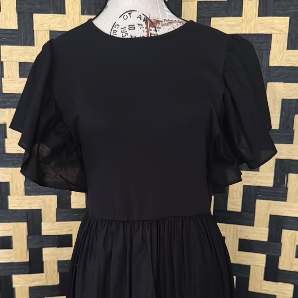 Zara Black Flutter Sleeve Midi Sundress - Picture 2 of 16